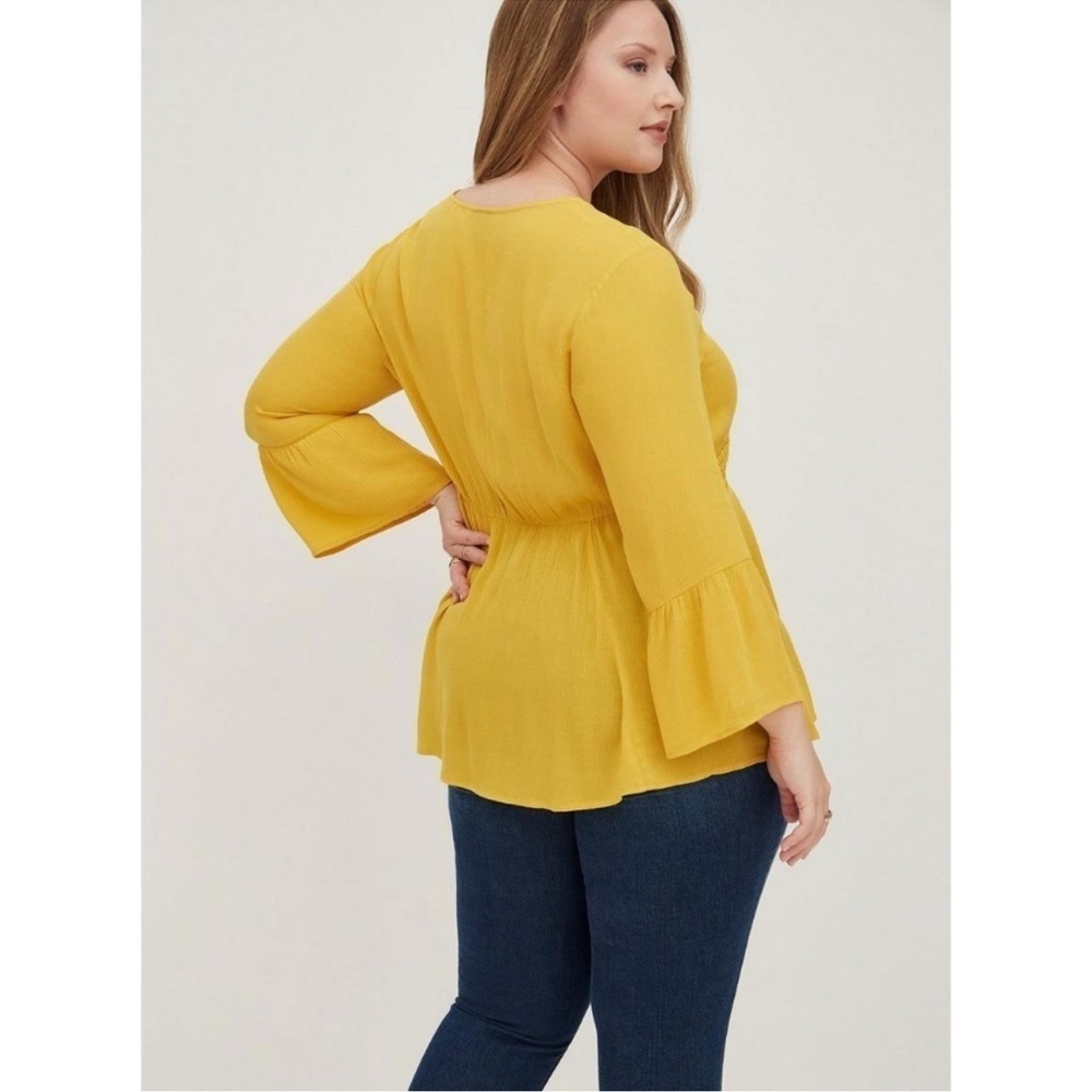 TORRID Babydoll Gauze Crochet Trim Lace-Up Top Sz 2X - Picture 4 of 13